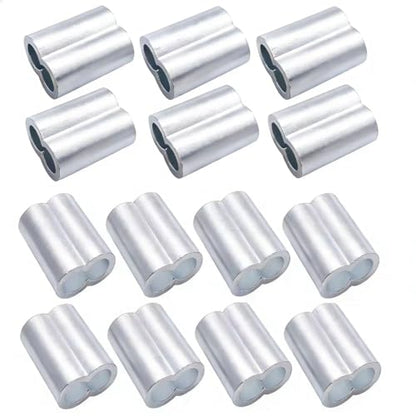 Aluminum Crimping Loop Sleeve Cable Crimp for 3/8" Diameter Double Ferrule Wire Rope and Cable (Pack of 14)