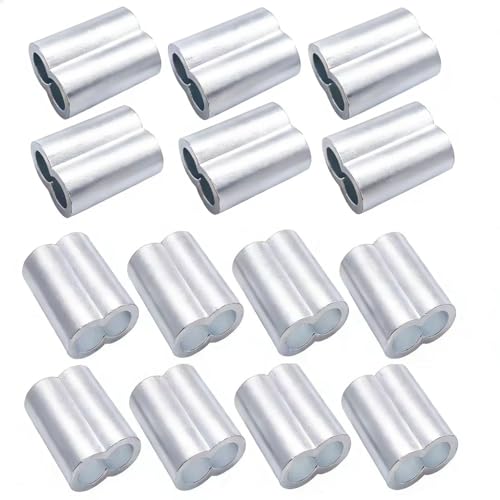 Aluminum Crimping Loop Sleeve Cable Crimp for 3/8" Diameter Double Ferrule Wire Rope and Cable (Pack of 14)