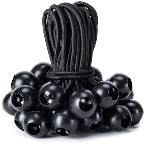 30 Pack Ball Bungee Cord, 4 Inch Heavy Duty Bungie Cord Balls Canopy Tarp Tie Down Bungee Balls for Camping, Tents, Cargo,Holding Wire and Hoses, Patio Umbrellas, Awning (Black) - color: Black, size: 4 Inch