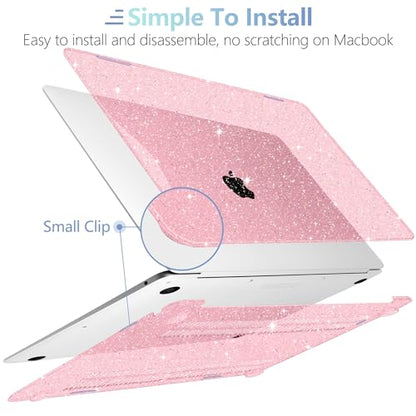 MEEgoodo Case for MacBook Air 13 inch 2021 2020 2019 2018 Released A2337 M1 A2179 A1932 with Touch ID, Thin Soft PC Hard Shell with Keyboard Cover Compatible with MacBook Air Case 13.3, Glitter Pink - color: Glitter Pink