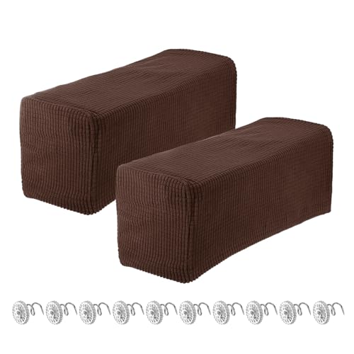 uxcell 2pcs Stretch Armrest Covers for Chairs/Sofas, Couch Arm Covers with Twist Pin, Furniture Protector Slipcovers Brown - color: Brown