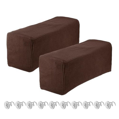 uxcell 2pcs Stretch Armrest Covers for Chairs/Sofas, Couch Arm Covers with Twist Pin, Furniture Protector Slipcovers Brown - color: Brown