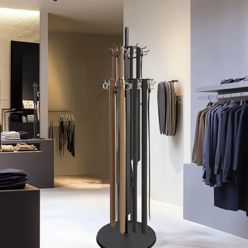 Floor Standing Belt Display Rack, Tie Hook, 66.2in Belt Display Rack, Metal Retail Tie Rack Hanger Organiser for Belt Displays Belt Displays for Bedroom Clothing Store Business