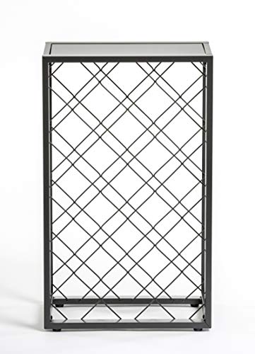 Mango Steam 23 Bottle Gray Wine Rack with Glass Top Shelf, Free Standing for Home, Kitchen and Bar - color: Pewter, size: 23 Bottle