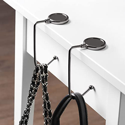 kwmobile Purse Hook for Table - Set of 2 Purse Holder - Handbag Hanger - Portable Bag Holder - Bag Hooks for Desk - Table Hook Black - color: Black