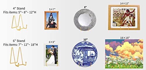 IBosins 5 Pack 4 Inch Plate Holder Display Stands, Metal Gold Frame Stand for Picture, Book, Photo Easel, Creation, Collectibles - color: Gold, size: 4 Inch