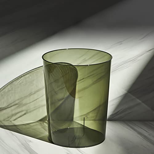 Anyoifax Small Trash Can Plastic Wastebasket 1.5 Gallon Round Garbage Container Bin for Bathroom, Bedroom, Kitchen, College Dorm, Office, Craft Room - Clear & Green - color: Clear & Green, size: 1.5 Gallon