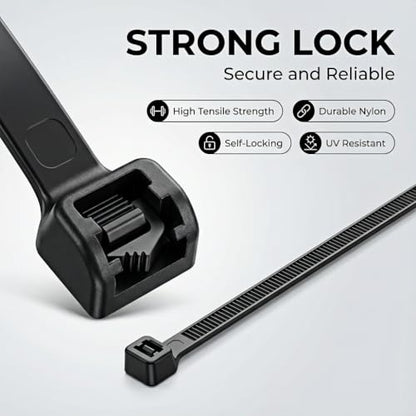 600 Pack Zip Ties Heavy Duty Assorted Sizes, Black UV Resistant Self-Locking Nylon Zip Ties for Indoor Outdoor Wire Management, Home, Office, Garden and Industrial Use - size: 8+12+16+18 600 Pack