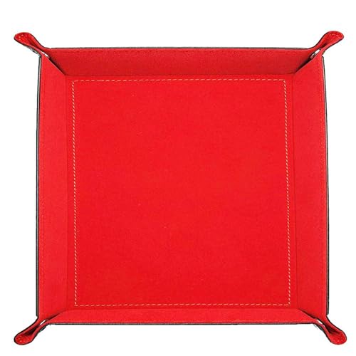Valet Tray Desktop Storage Organizer – Vegan Leather Catchall Tray Bedside Vanity Tray Nightstand Caddy Holder for Remote Controller, Watch, Keys, Phone, Wallet, Coin, Jewelry, Red - color: Red