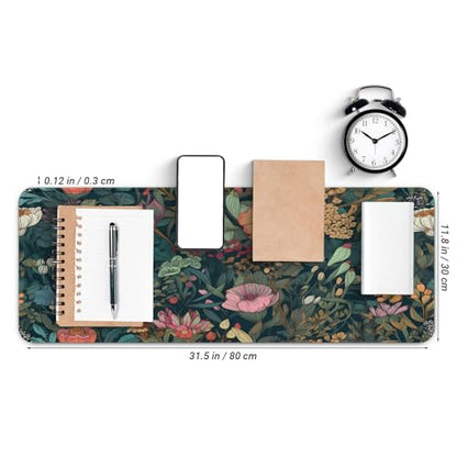 Gaming Mouse Pad, Large 31.5 x 11.8 inches Mousepad, Long Keyboard Pad, Cute Mouse Mat for Computer with Stitched Edges and Non-Slip Base (Wildflower) - color: Wildflower