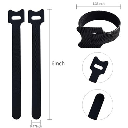 100 PCS 6 Inches Black Reusable Cable Ties, Adjustable Cord Straps, Cable Organizer, Cord Wrap and Hook Loop Cords Management - size: 6inches-100PCS