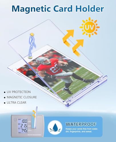 25ct Magnetic Card Holders: 35 pt Magnetic Cards Case for Trading Cards, U-V Protection Hard Plastic Card Protectors for Sports, Baseball, Game, Standard Display - size: 25 Pack