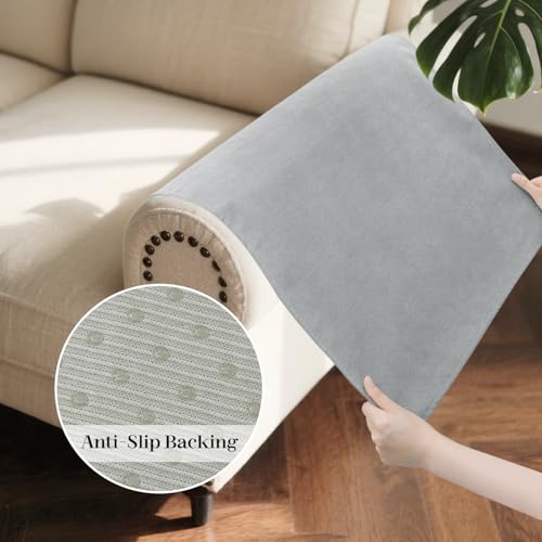 Couch Arm Covers Sofa Arm Covers Set of 2, Waterproof Couch Cover Armchair Cover for Recliner, Non Slip Sofa Headrest Covers Armrest Cover Couch Slipcover Protector, Gray - color: Grey