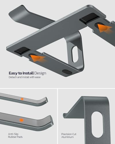 Nulaxy All-Aluminum Laptop Stand for Desk, Ergonomic Detachable Ventilated Cooling Computer Riser, Anti-Slip Design Notebook Holder Compatible with All 10-16" Laptops (MacBook, Dell XPS, HP, Lenovo) - color: A-Grey