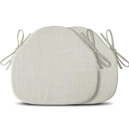Shinnwa Dining Chair Cushions Set of 2, High-Resilience Foam Windsor Seat Pads, Kitchen Chair Cushions with Ties & Textured Cover, 2 Pack, 16.5 x 15.5 x 2, Off White - color: Off White, size: 2 Count (Pack of 1)