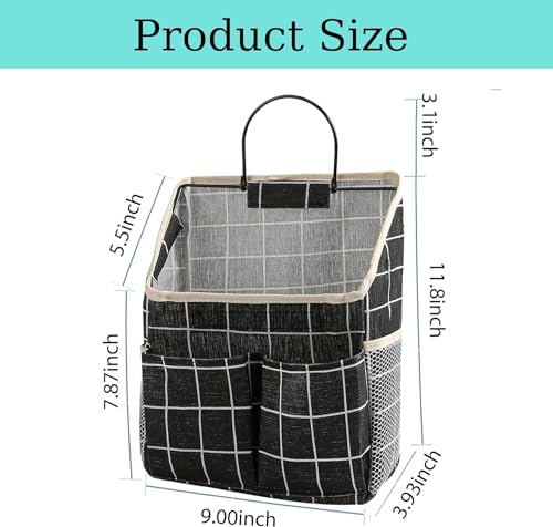 2pcs Wall Hanging Storage Bag,Wall Hanging Organizer Bags with Pockets, Wall Organizer Storage for Dormitory Bathroom Bedroom Kitchen(Black Grid), 0229-xmbsometeth - color: 2pcs Black Grid