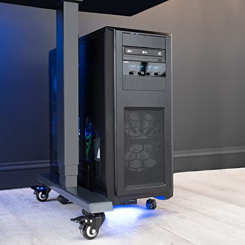 VIVO Large Computer Tower Desktop ATX-Case, CPU Steel Rolling Stand, 7.8 to 14 inch Wide Adjustable Mobile Cart Holder with Locking Caster Wheels, Gaming PC Holder, Black, CART-PC01L - style: Full Tower Cart