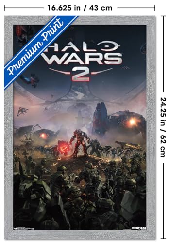 Halo: Halo Wars 2 - Key Art Wall Poster, 22.4L" x 14.7W", Gray Framed Version - color: Gray Framed Version, size: 22.4"L x 14.7"W