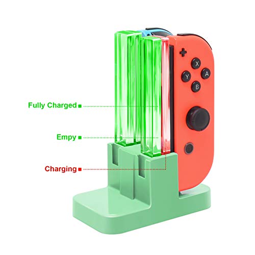 FastSnail Charging Dock Compatible with Nintendo Switch for Joy Con & OLED Model Controller with Lamppost LED Indication, Charger Stand Station Compatible with Joy Cons with Charging Cable (Green) - color: Green, size: 6.2/7.0 inch