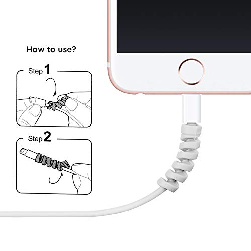 Jetec 24 Pcs Charger Cable Protector,Silicone Flexible Cable Saver,Spiral USB Mouse Wire Protector for Headphone Laptop Earphone Cell Phone Wrap Accessories (Grey) - color: Grey