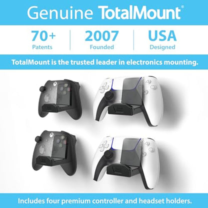 TotalMount Controller Wall Stands (4 Pack) with Non-Slip Pads & Removable Adhesive for Xbox, PS5, PS4, and Nintendo – These Premium Holders Won’t Damage Your Wall with Screws or Permanent Adhesive - color: Premium Black – Four Pack