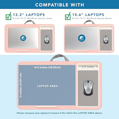 LAPGEAR Home Office Lap Desk with Device Ledge, Mouse Pad, and Phone Holder - Pink - Fits up to 15.6 Inch Laptops - Style No. 91584 - color: Blush Pink, size: Home Office W/Device Ledge