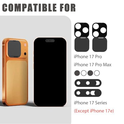 Front Camera Cover Compatible for iPhone 17Pro /17 Pro Max with Rear Lens Cover,Protect Privacy and Security But Not Affect Facial Recognition(2Pack)-2025 Updated Version Black - size: 17Pro/17 Pro Max-Black
