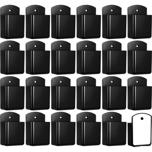 Leinuosen 24 Pcs Remote Control Holder Wall Mount Self Adhesive TV Controller Holder Black TV Remote Organizer Wall Pen Organizer for Home Office School Storage Accessories - color: Black