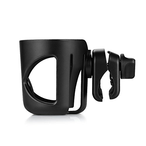 Accmor Stroller Cup Holder, Universal Cup Holder for Walker Wheelchair Bike, 360° Rotatable Stroller Cup Holder Attachment Accessories for Walker, Wheelchair, Scooter - color: Black