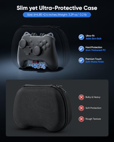 Tiiletzote Protective Travel Case for Nintendo Switch 2 Pro Controller, Hard Shell 1:1 Fit Portable Carrying Case, Magnetic Closure, Joystick Protection, Dust-Resistant, Anti-Scratch, Shock-Proof - color: Black