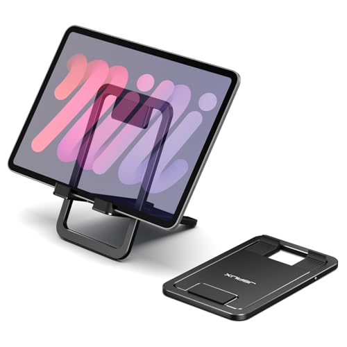 JSAUX Universal Tablet Stand, Portable Foldable Tablet Holder for Desk Compatible with iPad mini/Air, Samsung Galaxy Tab, Kindle Fire, ROG Ally, iPhone and Other Tablets-Black - color: Black