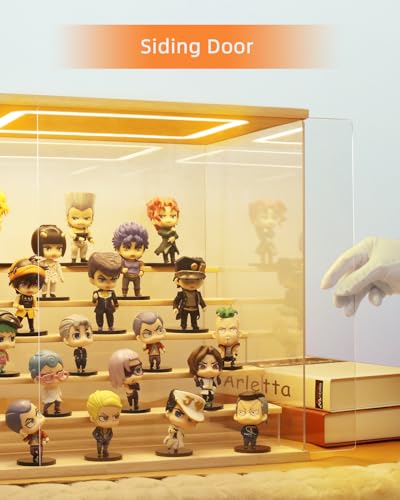 Clear Acrylic Display Case with Light , 5 Tier Display Box Stand Assembly Dustproof Protection Showcase for Collectibles Action Figures (12.6×12.2×11.8in; 32×31×30cm) - color: Wood with light, size: 5 Tier 12.6×12.2×11.8in; 32×31×30cm