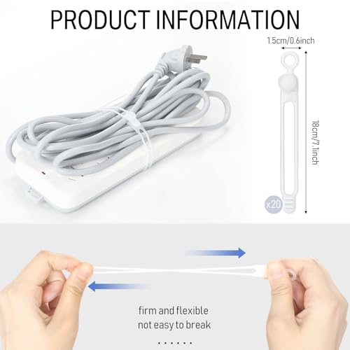 Nuanchu 40 Pcs Silicone Cable Ties Reusable Holder Adjustable Straps Multipurpose Charging Cable Organizer for Fastening Charging Cords Wires(4.17 Inch,Translucent) - color: Translucent, size: 4.17 Inch