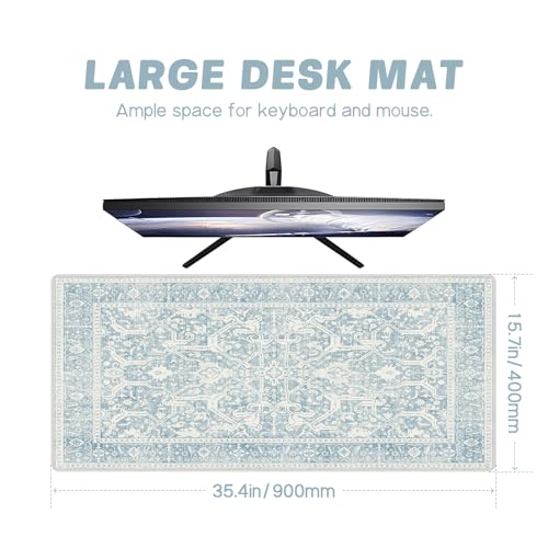 Baziabbo Blue Desk Mat,XXL Extended Large Mouse Pad,Gaming Mousepad with Stitched Edge,Non-Slip Rubber Base Keyboard Desk Pad for Home Office Study Game (Blue-B) - color: Blue-b