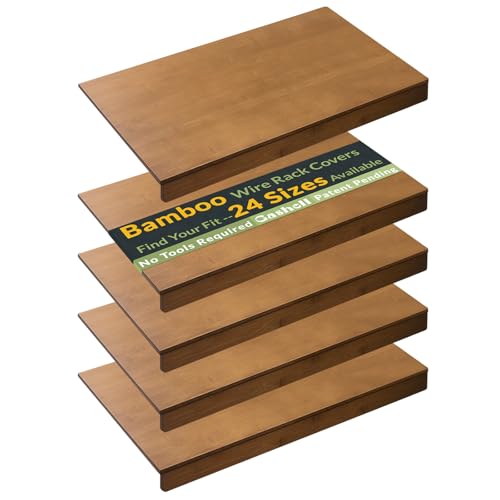 Gashell Wire Shelf Covers, Bamboo Wire Rack Covers for Pantry, Closet (5pcs, 24" W x 16" D) - size: 24"W x 16"D
