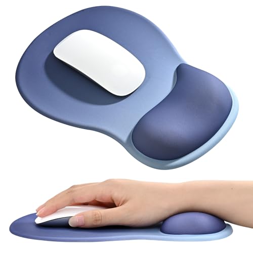 EooCoo Ergonomic Mouse Pad with Gel Wrist Rest Support Middle Concave Design, Relieve Wrist Pain Mousepad, Non-Slip Base for Laptop, Computer, Office Desk Accessories, Carpal Tunnel Syndrome Navy Blue - color: Navy Blue