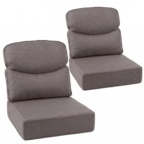 Outdoor Chair Cushions, High Back 6-inch Thick Cushions for Outdoor Furniture, Waterproof 22x24 Patio Chair Cushion, Replacement Couch Cushions, Include 2 Back & 2 Seat Cushions, Warm Gray - color: Warm Gray, size: 22"x24" High Back & Extra Thick