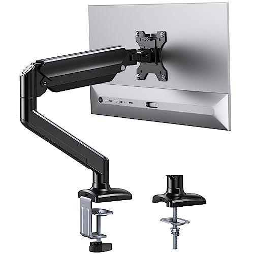 ErGear Single Monitor Arm for 13-36 inch Screens, Adjustable Gas Spring Monitor Mount Holds up to 22 lbs, Computer Monitor Stand with VESA Mount, C-Clamp & Grommet Base, Max VESA 100x100mm - size: 13"-36", style: Single Arm