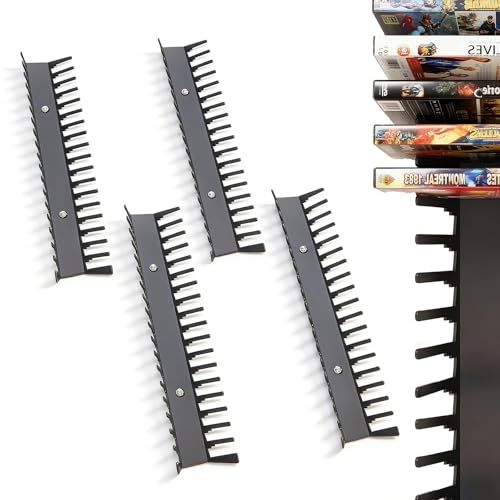 4-Pack Video Game Storage Wall Mount, Video Game Holder, Metal Wall-Mounted Case Holder for DVD/CD, Xbox, PS, Switch, Holds up to 72，Suitable for Offices and Bedrooms
