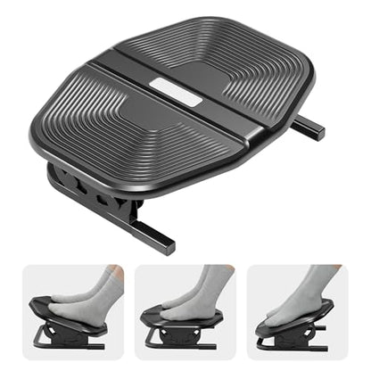 PEGZONE Footrest for Under Desk, Adjustable Footrest with Massage Texture and Non-Slip Steel Base, Ergonomic Under Desk Foot Stool for Home and Office, Black