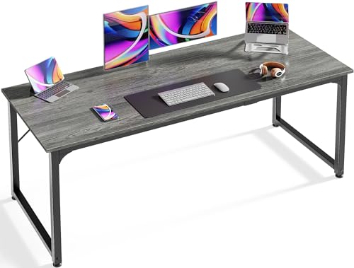 Huuger Computer Gaming Desk, 63 Inch Office Desk with Storage, Writing Work Surface for Home Office, Study, Modern Simple Style, Large Legroom, Metal Frame, Grey - color: Grey, size: 63inch