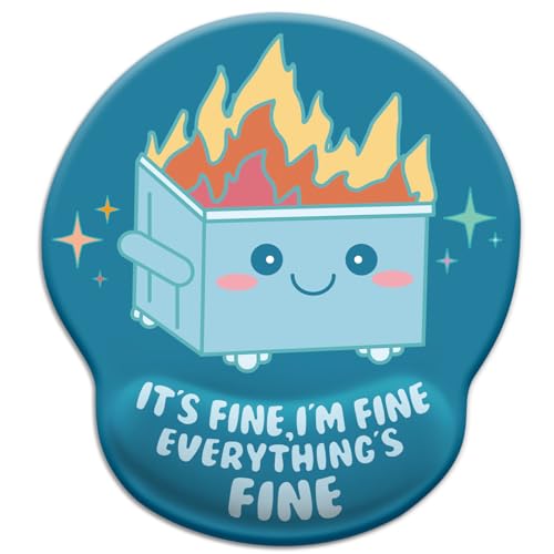 Blusabaca Dumpster on Fire Mouse Pad with Wrist Rest, Funny Cute Ergonomic Mouse Pads for Desk Wrist Support, Mousepad for Wireless Mouse Gaming Work Home Desk Accessories Office Supplies Decor Women - color: Dumpster Blue Green