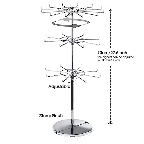 Polmart Heavy Duty Dual Heights (Stand & Tiers) Adjustable Countertop Spinner Display Stand (Silver, 3-Tier) - color: Silver
