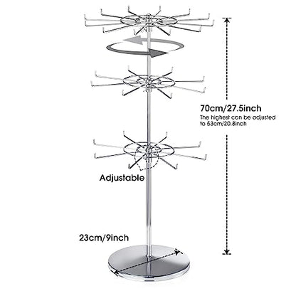 Polmart Heavy Duty Dual Heights (Stand & Tiers) Adjustable Countertop Spinner Display Stand (Silver, 3-Tier) - color: Silver