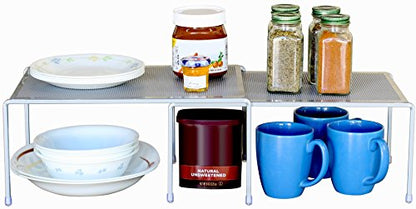 Deco Brothers Expandable Cabinet Shelf Organizer for Kitchen Cabinet and Counter, Grey - color: Grey