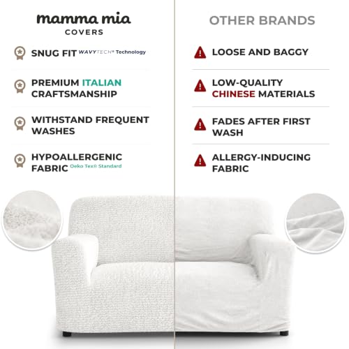 Premium Stretch Couch Covers for Sofa - Sofa Chair Cover Washable, Dogs & Pets Friendly - Elastic Polyester Loveseat Slipcovers - Non-Slip Love Seat Couch Covers - Crisp White (40"-63" Wide) - color: Crisp White, size: 40"-63" Wide