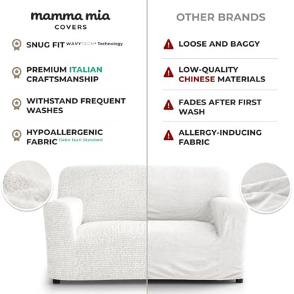Premium Stretch Couch Covers for Sofa - Sofa Chair Cover Washable, Dogs & Pets Friendly - Elastic Polyester Loveseat Slipcovers - Non-Slip Love Seat Couch Covers - Crisp White (40"-63" Wide) - color: Crisp White, size: 40"-63" Wide
