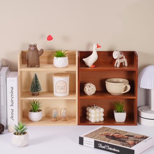 10"x 12" Small Trinket Display Shelf, Natural Unfinished | Fully Assembled, DIY Stain, Wooden Spice Rack For Wall Or Desk, Display Collectibles, Knick Knacks, Mini Figurines, Crystals - color: Natural