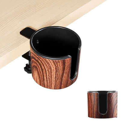 Luxury 2pcs Desk Cup Holder, Tool-Free Clamp On Desk Cup Holder, Fits 40oz Tumbler Holder & 0.2-2in Thick Desks, Anti-Spill for Office, Home, Gaming (2PCS Walnut Design) - color: 2PCS WALNUT DESIGN