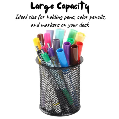 Mr. Pen- Mesh Pen Holder, 3pcs, Pen Holder, Pencil Cup Holder | Black Pen Holder, Pen Cups, Metal Pencil Holder, Black Mesh Pencil Holder, Pen Holder for Desk, Pen Organizer for Desk